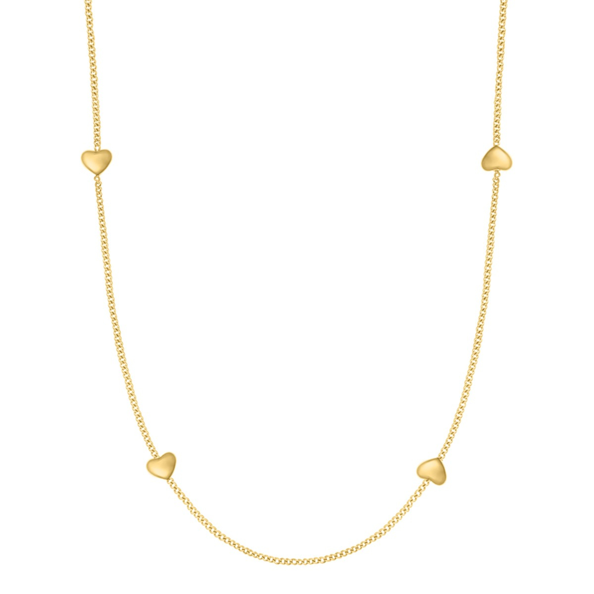 Lange ketting met hartjes goud