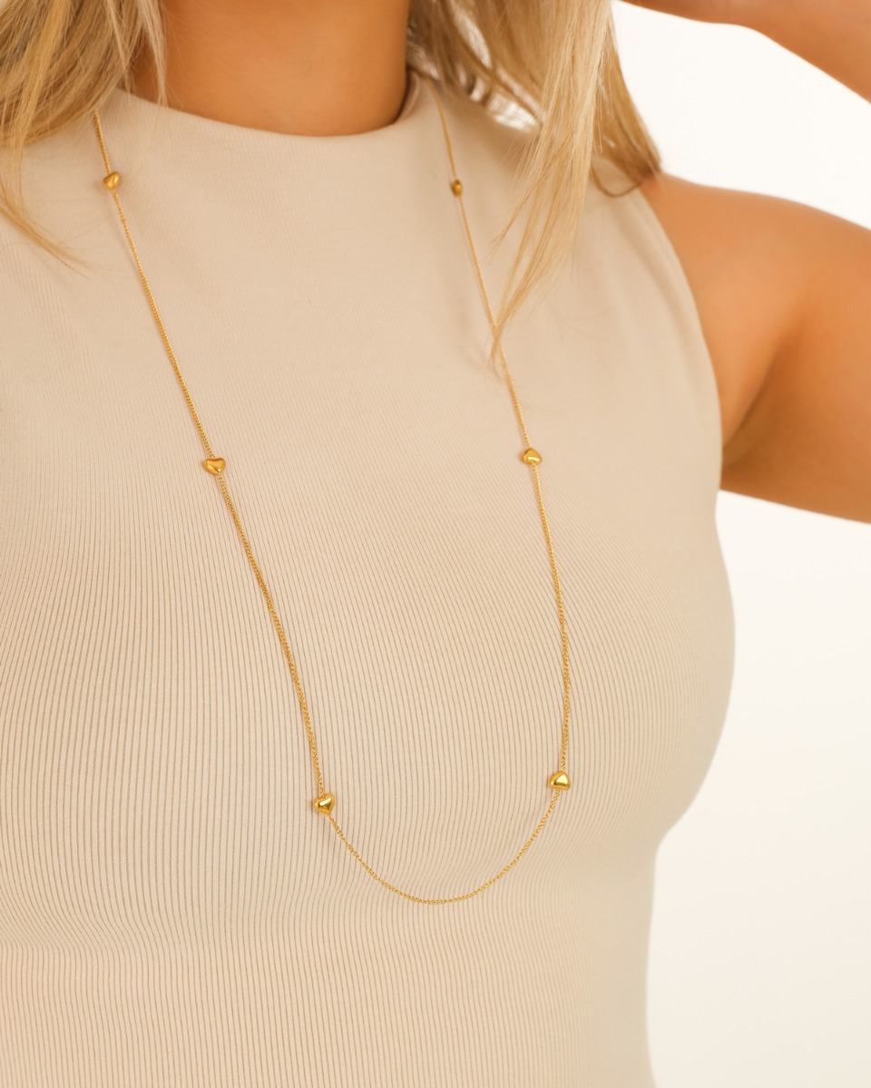 gouden lange hartjes ketting