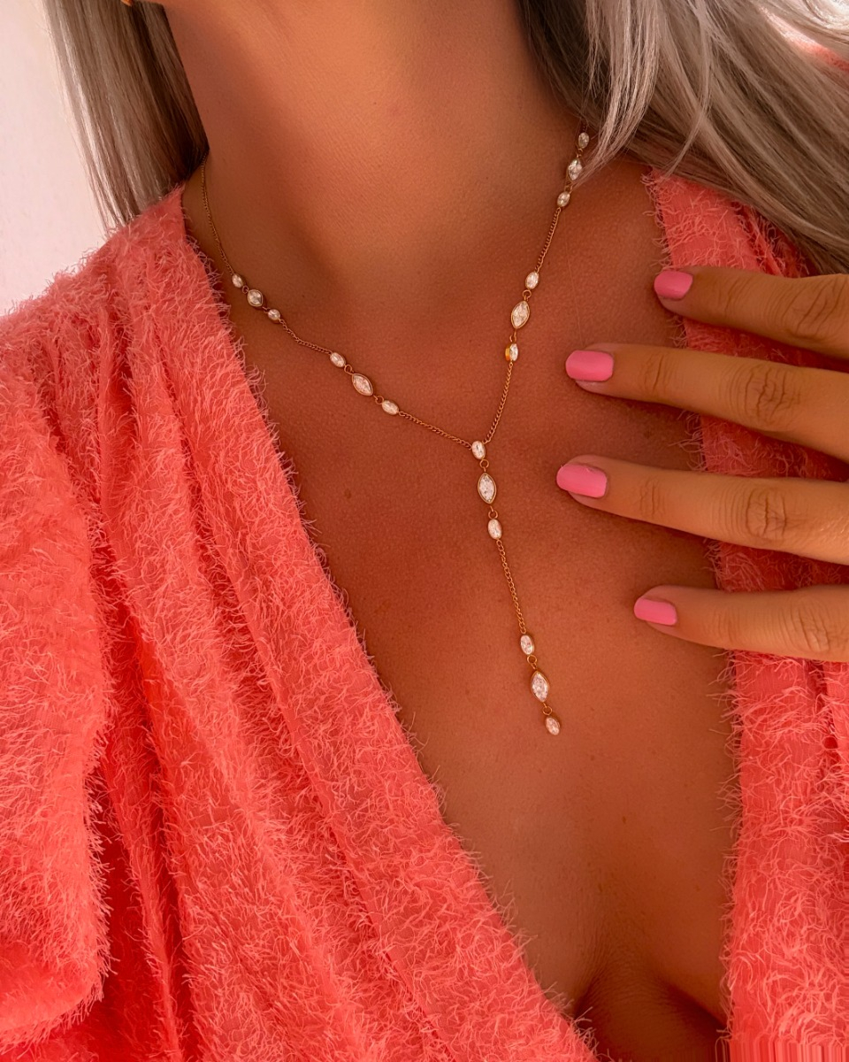 Gouden ketting met steentjes