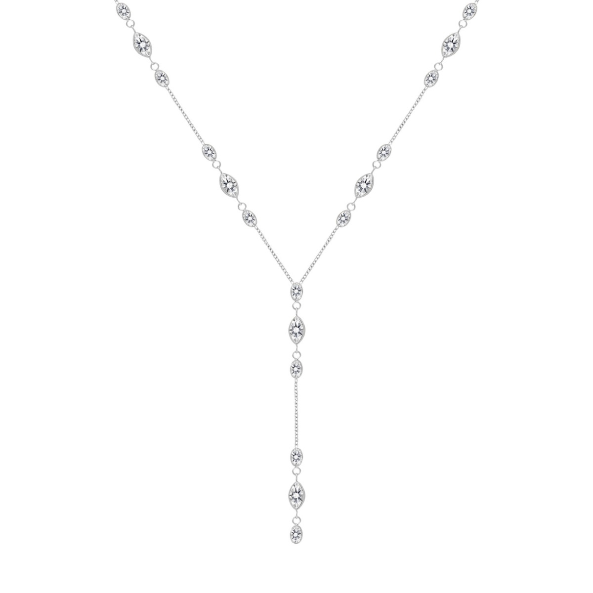 Y ketting met steentjes zilverkleurig