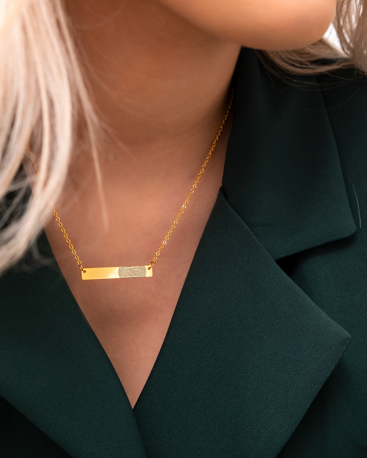 Bar ketting vingerafdruk goud kleurig