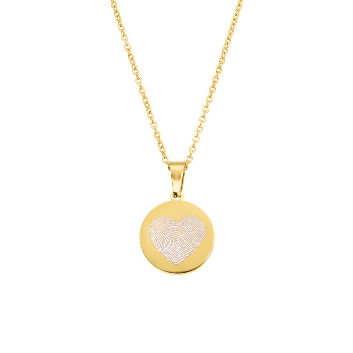 Gouden coin ketting met vingerafdruk