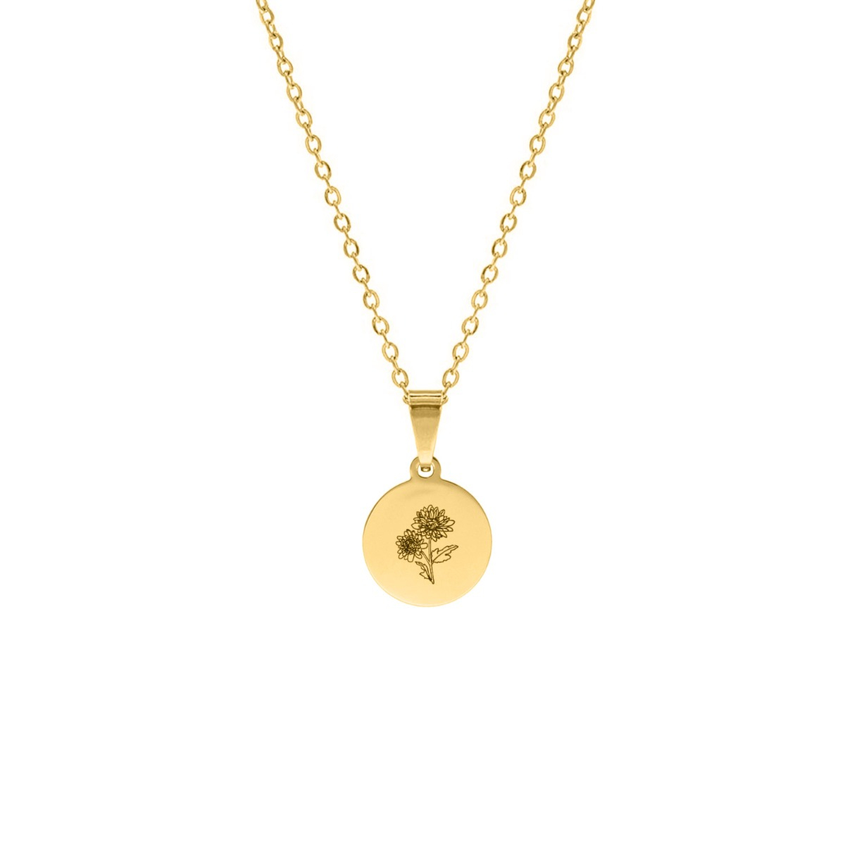 Geboortebloem ketting goudkleurig
