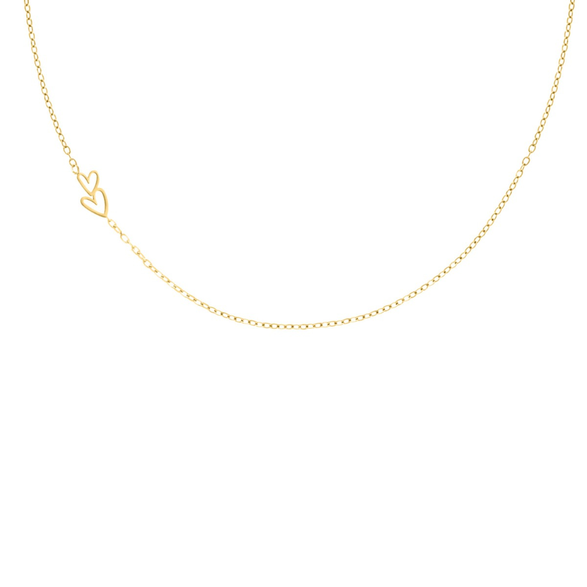 Gouden ketting love hearts double
