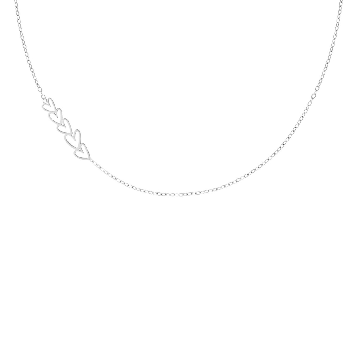 Zilveren ketting multi love hearts