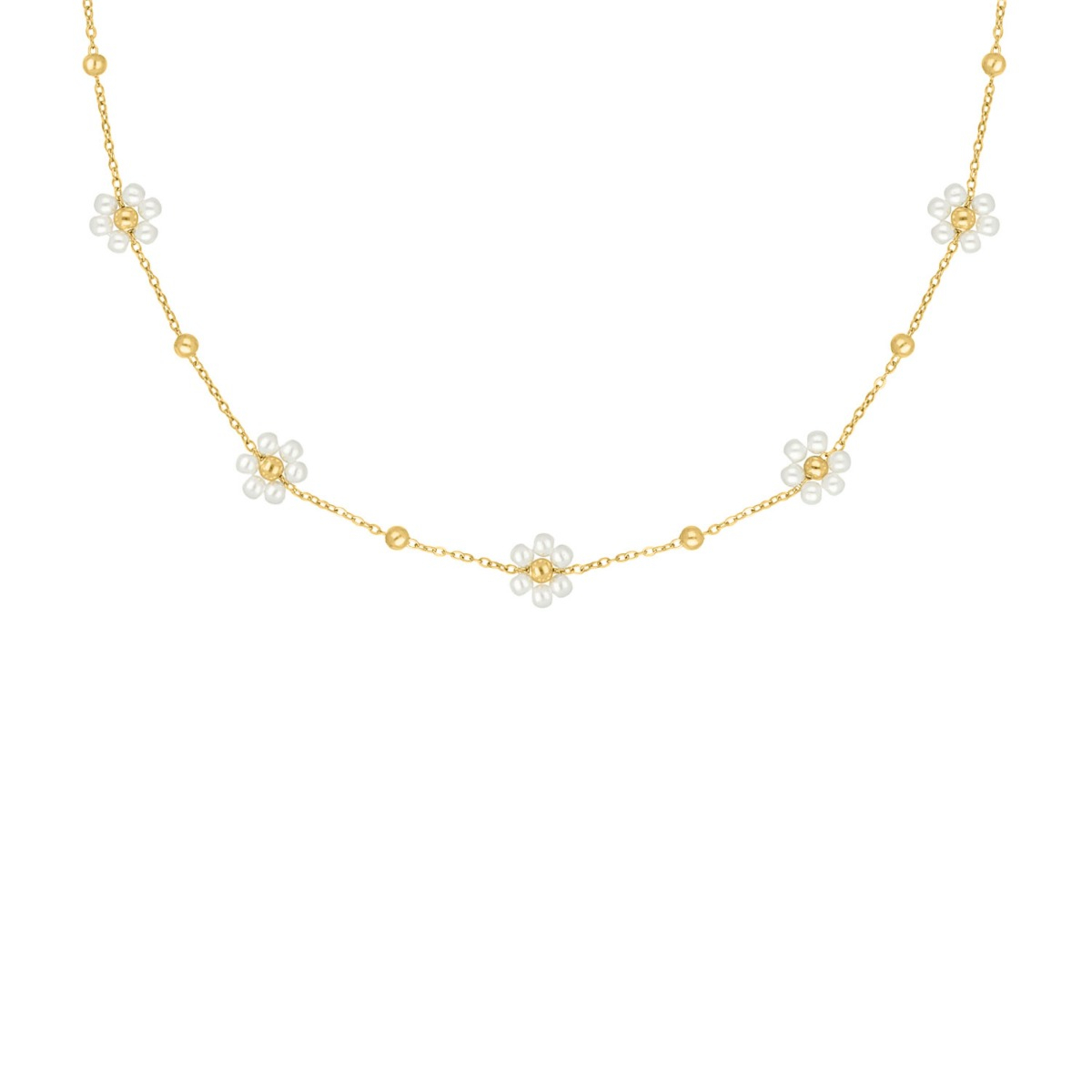 Ketting met bloemetjes goudkleurig