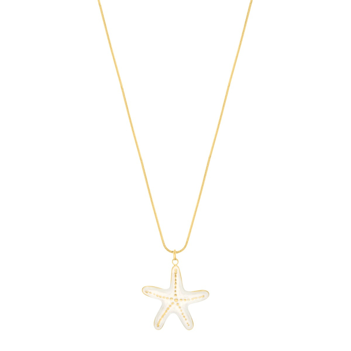 Lange ketting met witte zeester goud