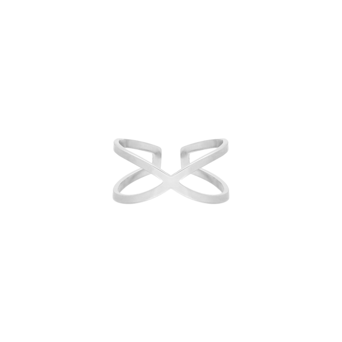 Cross over ring zilver