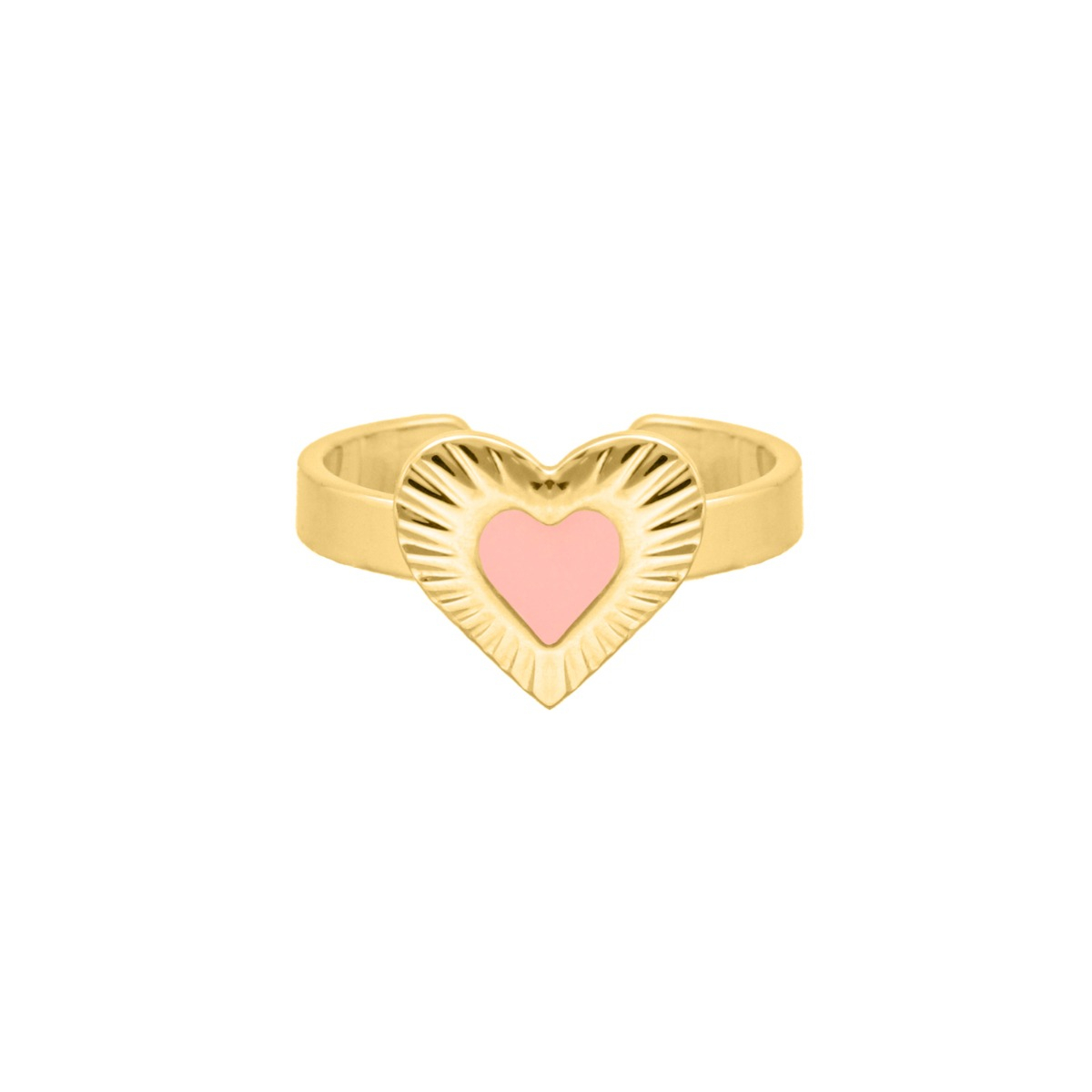 Ring met hartje roze goudkleurig