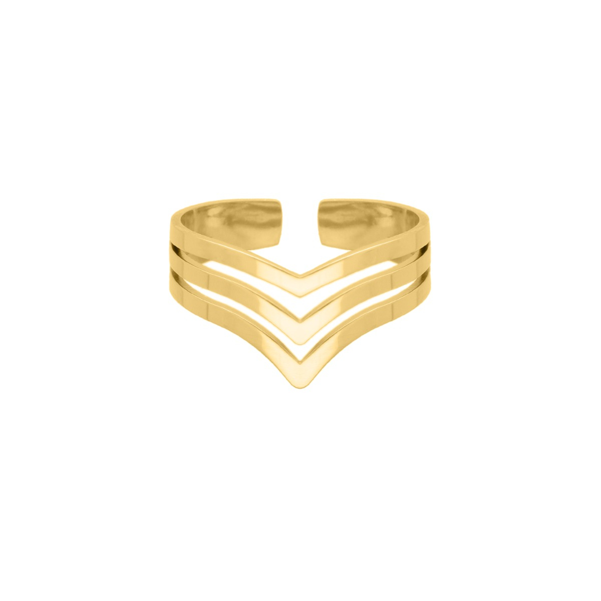 Ring triple v goudkleurig