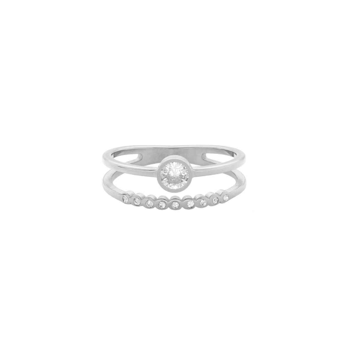 Dubbele ring met steentjes