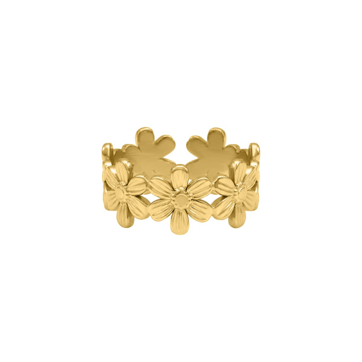 Bloemen ring goudkleurig
