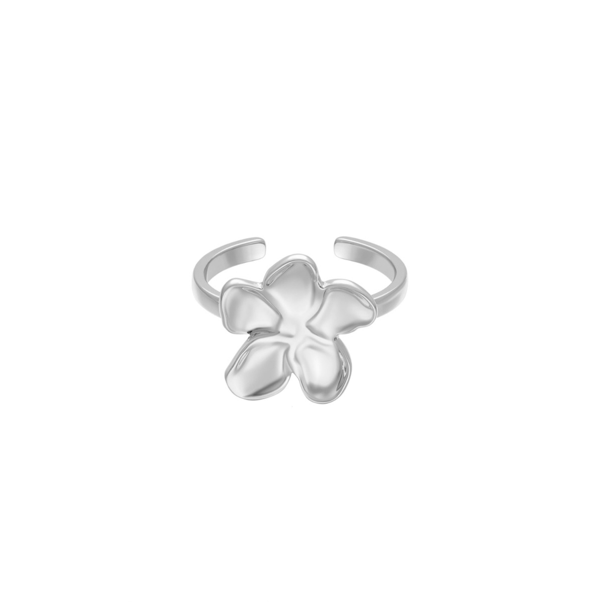 Bloem ring zilver