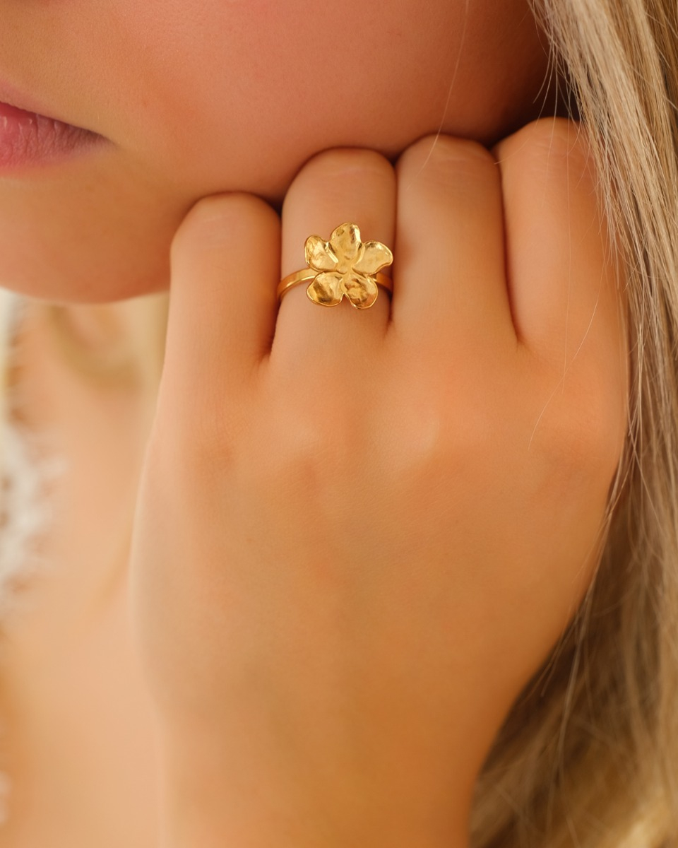 Bloem ring goud