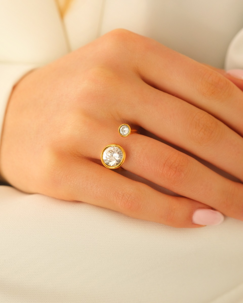 Gouden ring met twee stenen