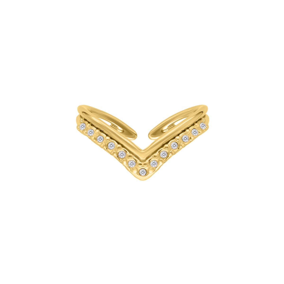V ring met steentjes goudkleurig