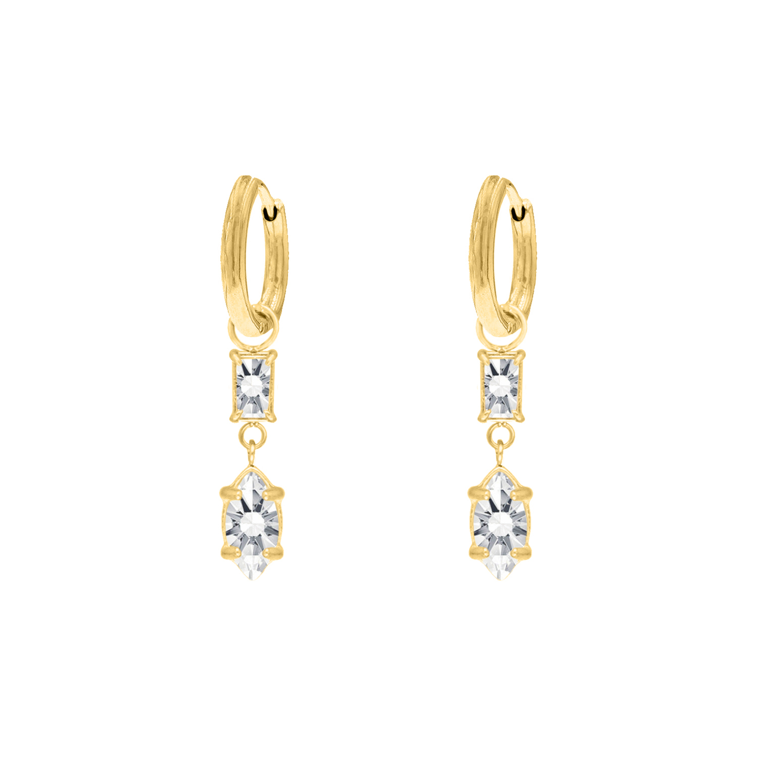 Oorbellen Double Gemstones Goudkleurig