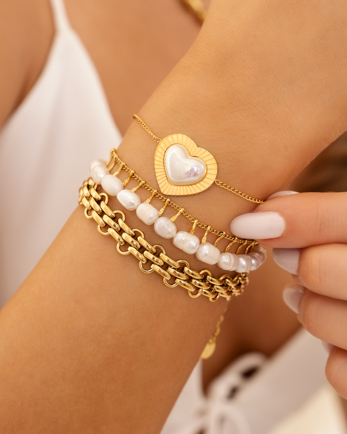 Pearl bracelet goldplated