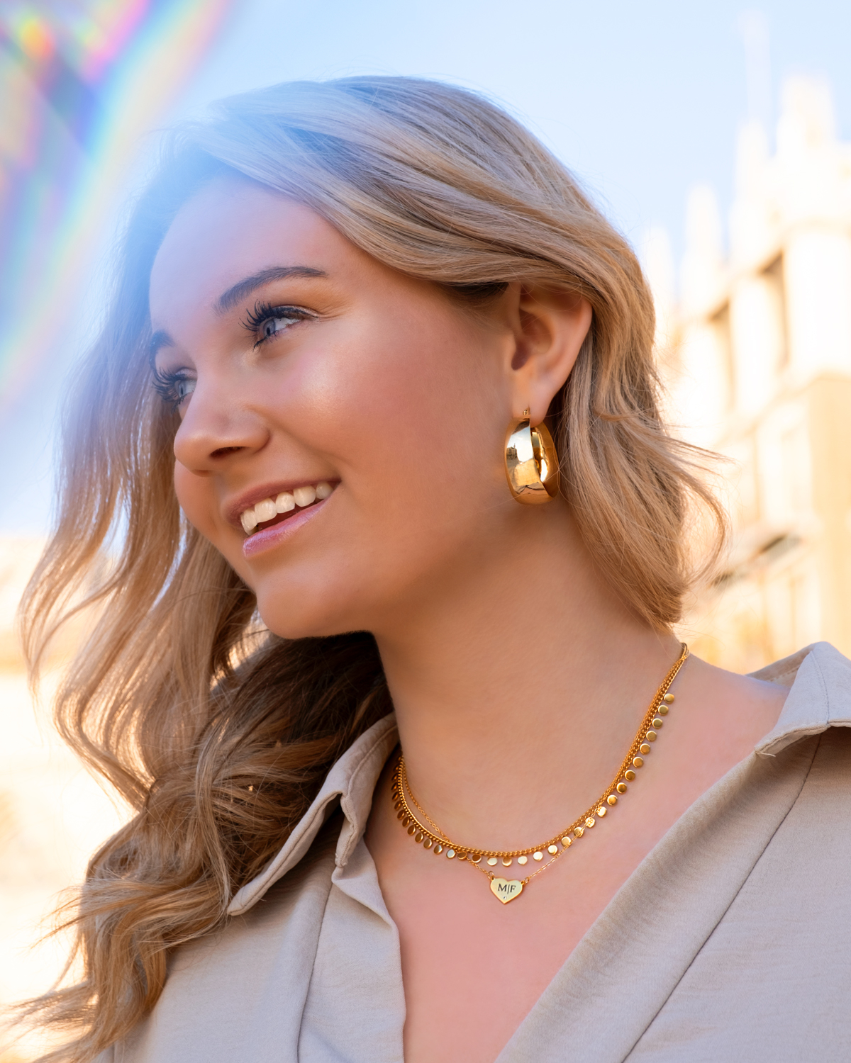 Graveerbare heart ketting met steentje goudkleurig
