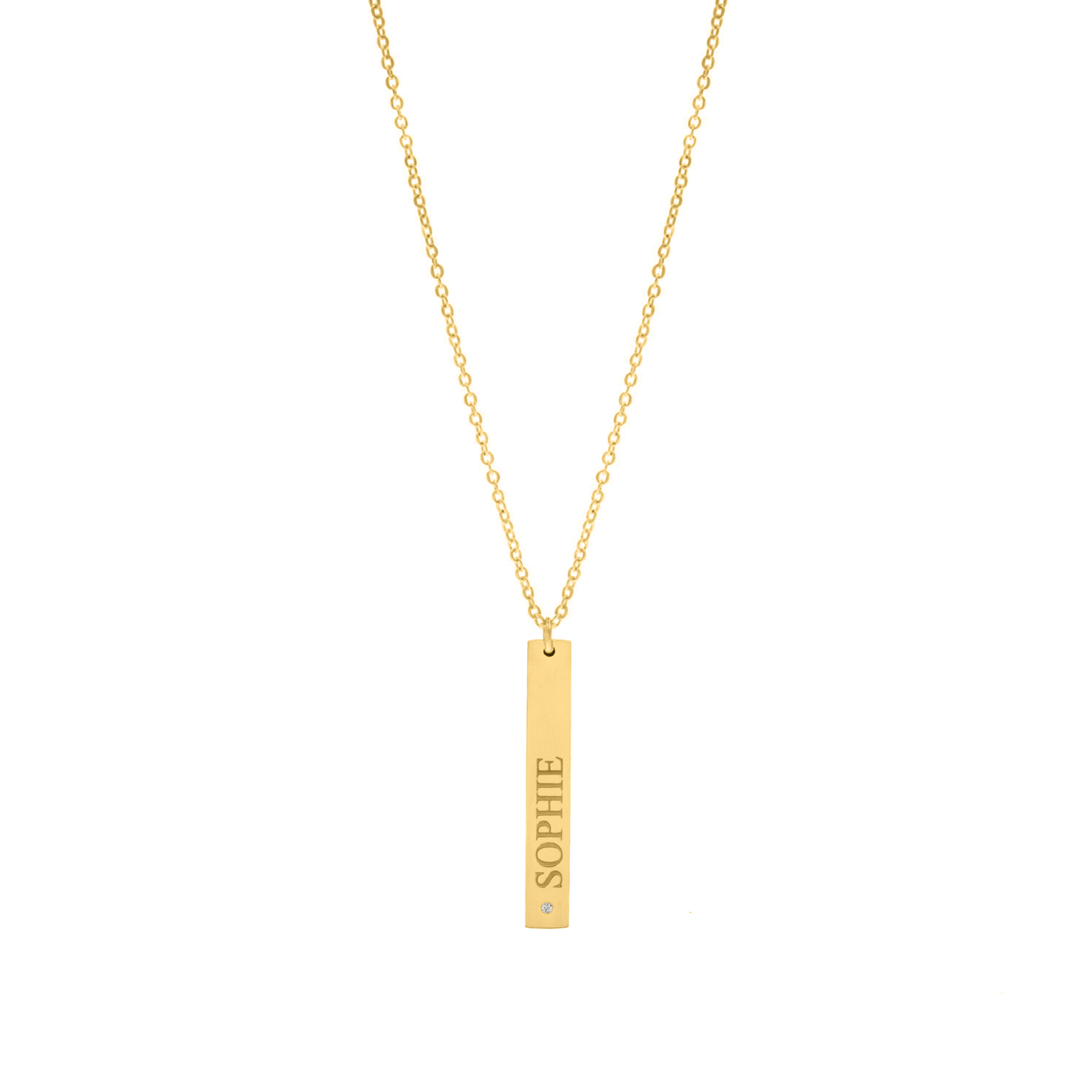 Graveerbare ketting shiny bar goudkleurig