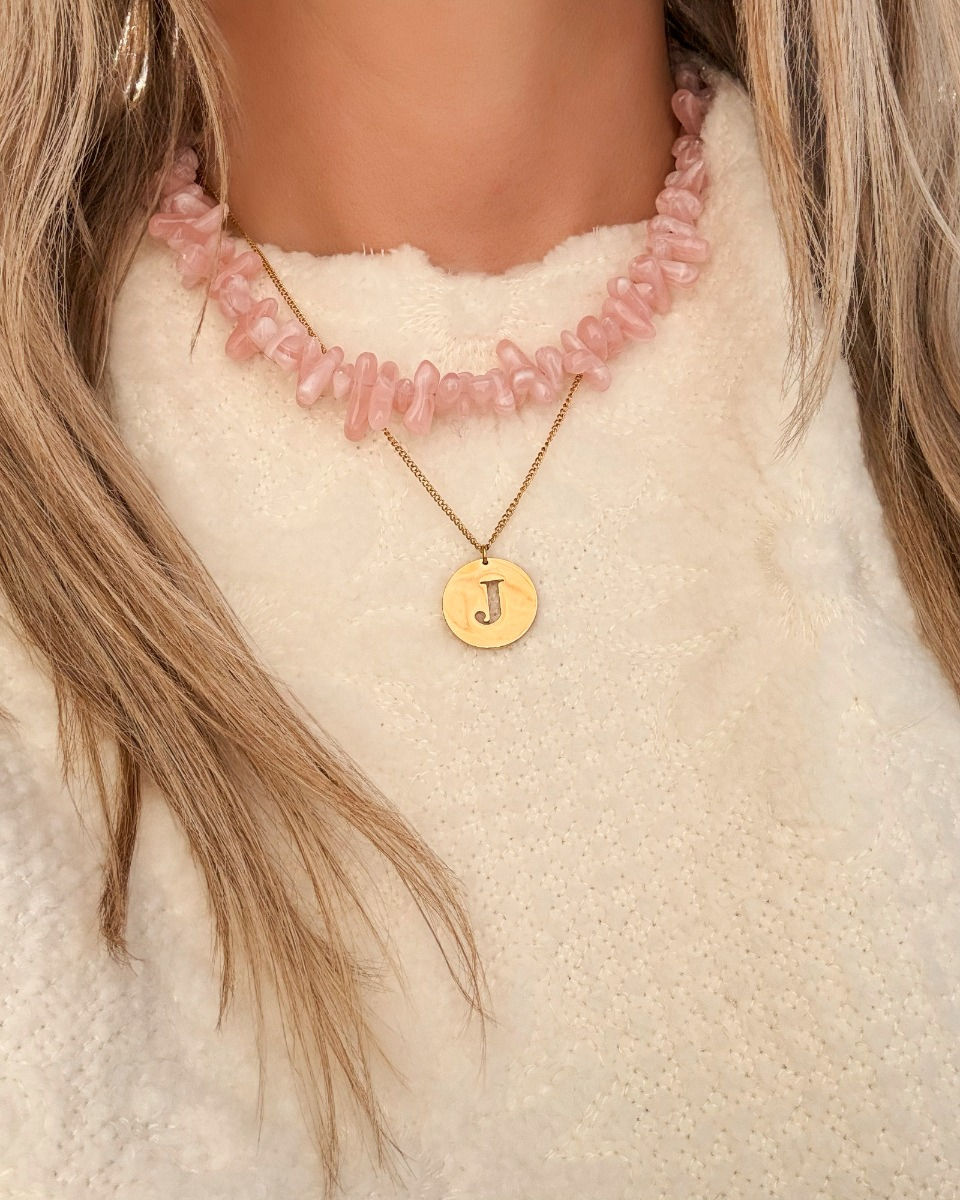 Roze steentjes ketting