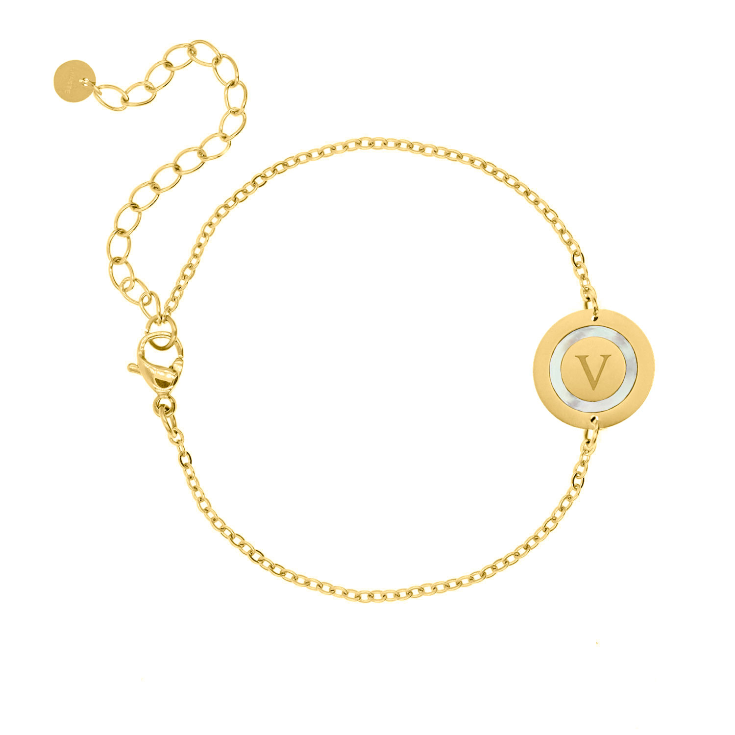 Initial armband parelmoer kleur goud