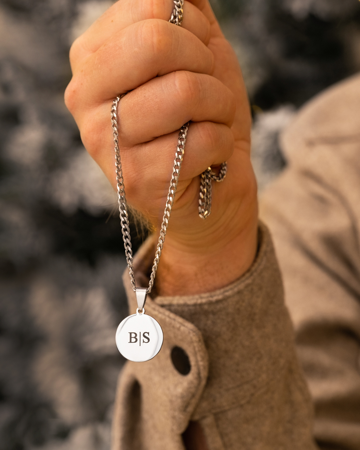 Zilveren heren ketting met gravering