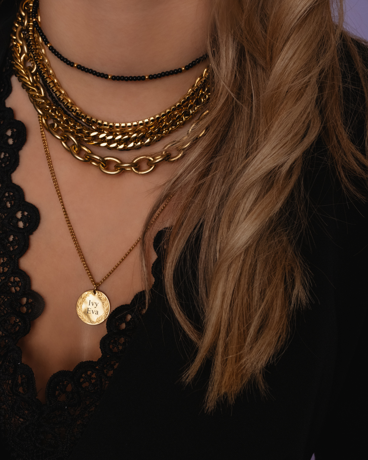 Gouden necklaceparty goud en zwart