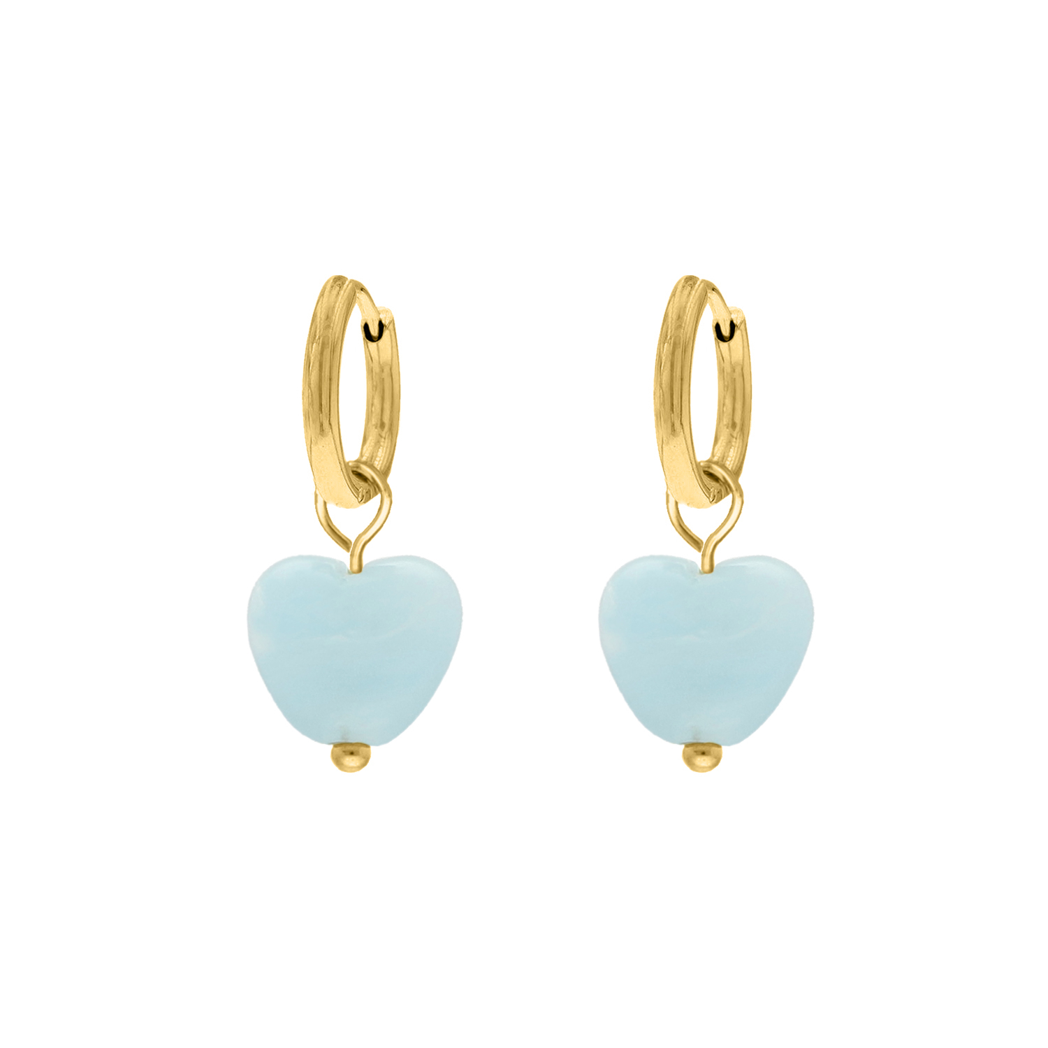 Oorbellen blauw hartje goudkleurig