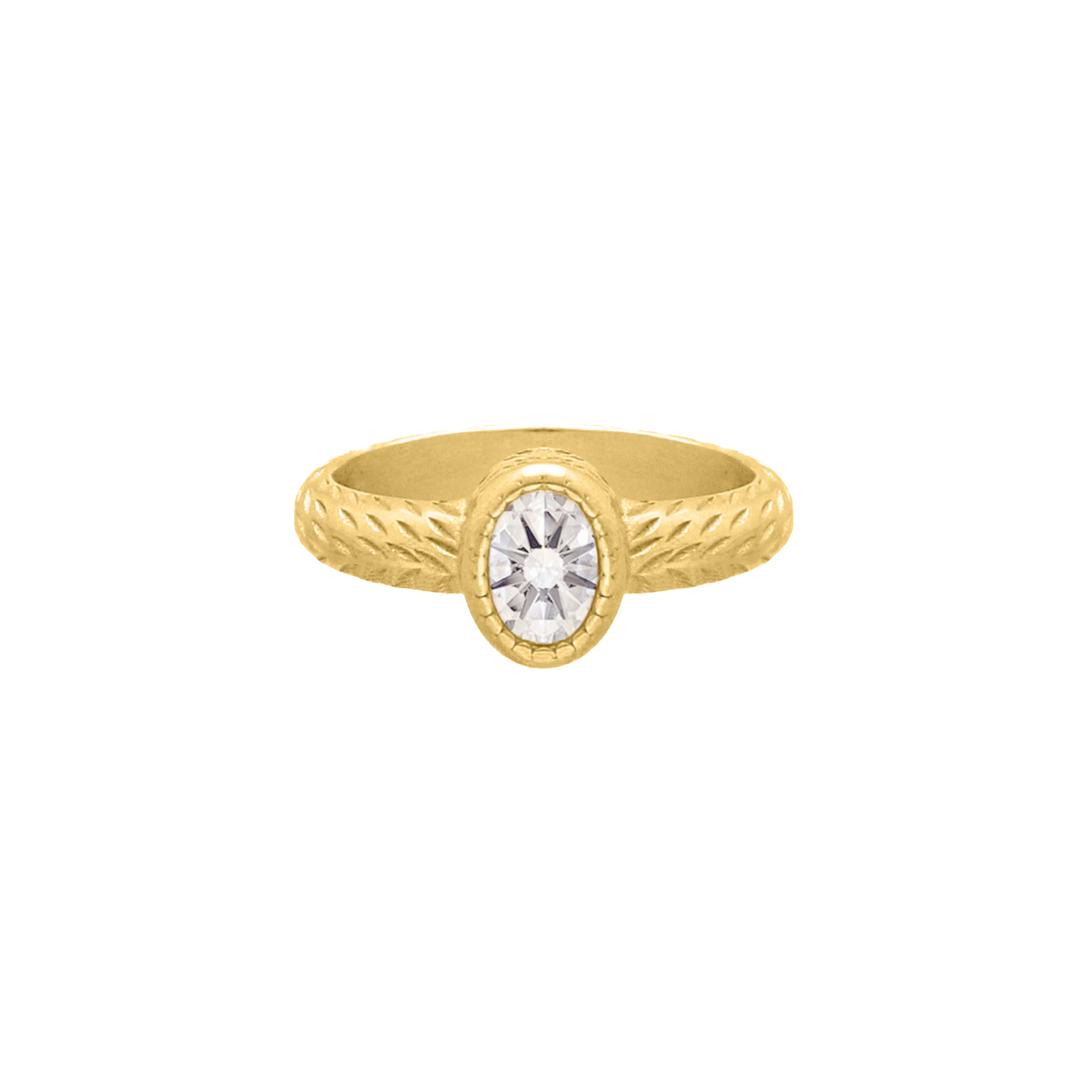 Vintage stone ring goudkleurig