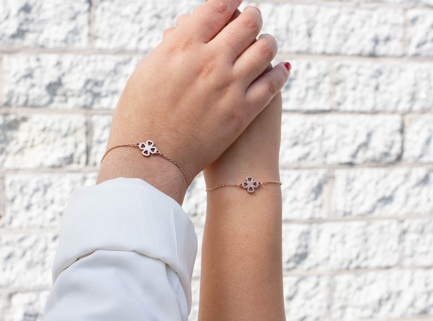 Moeder en dochter sieraad met rose gouden armbandje