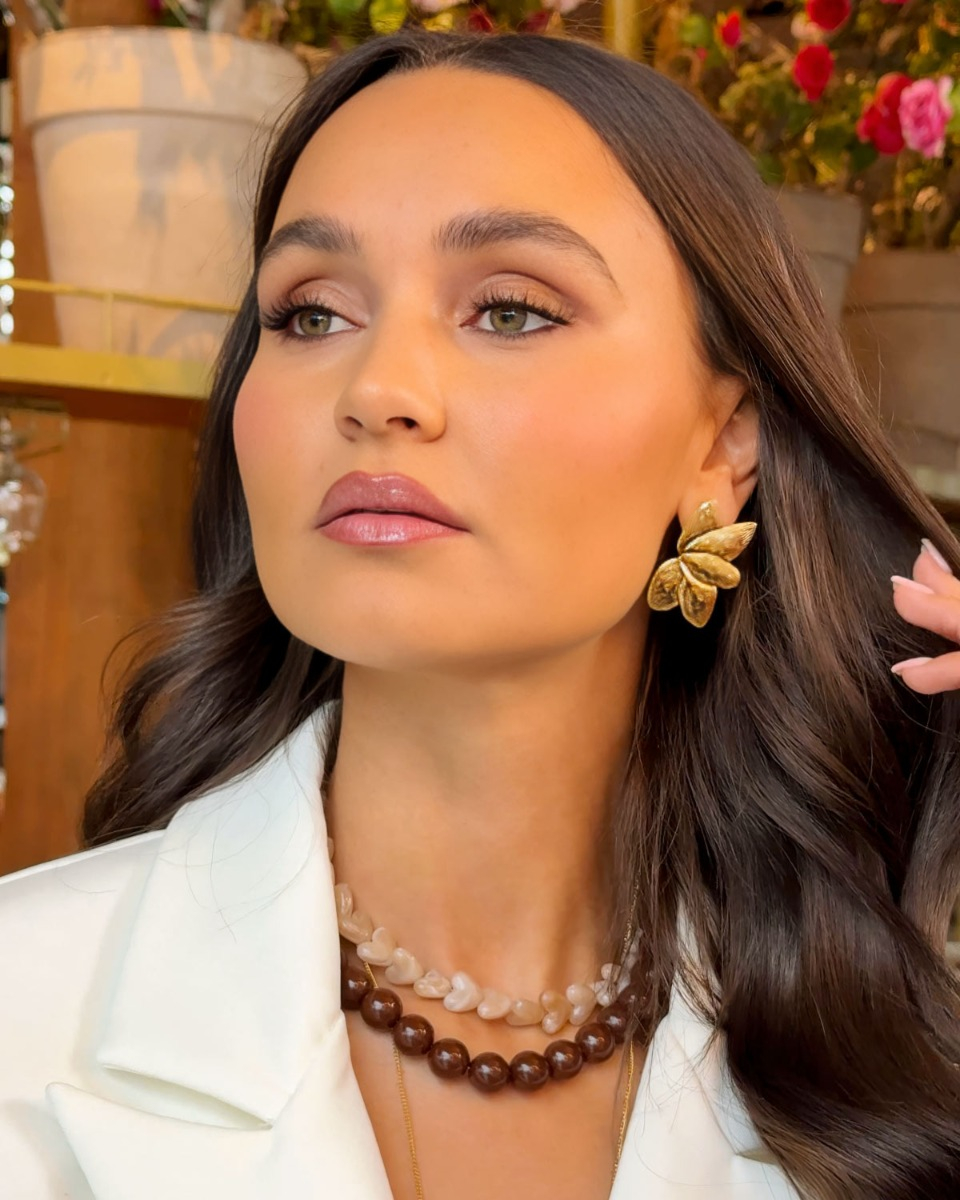 Kralenketting hartjes beige
