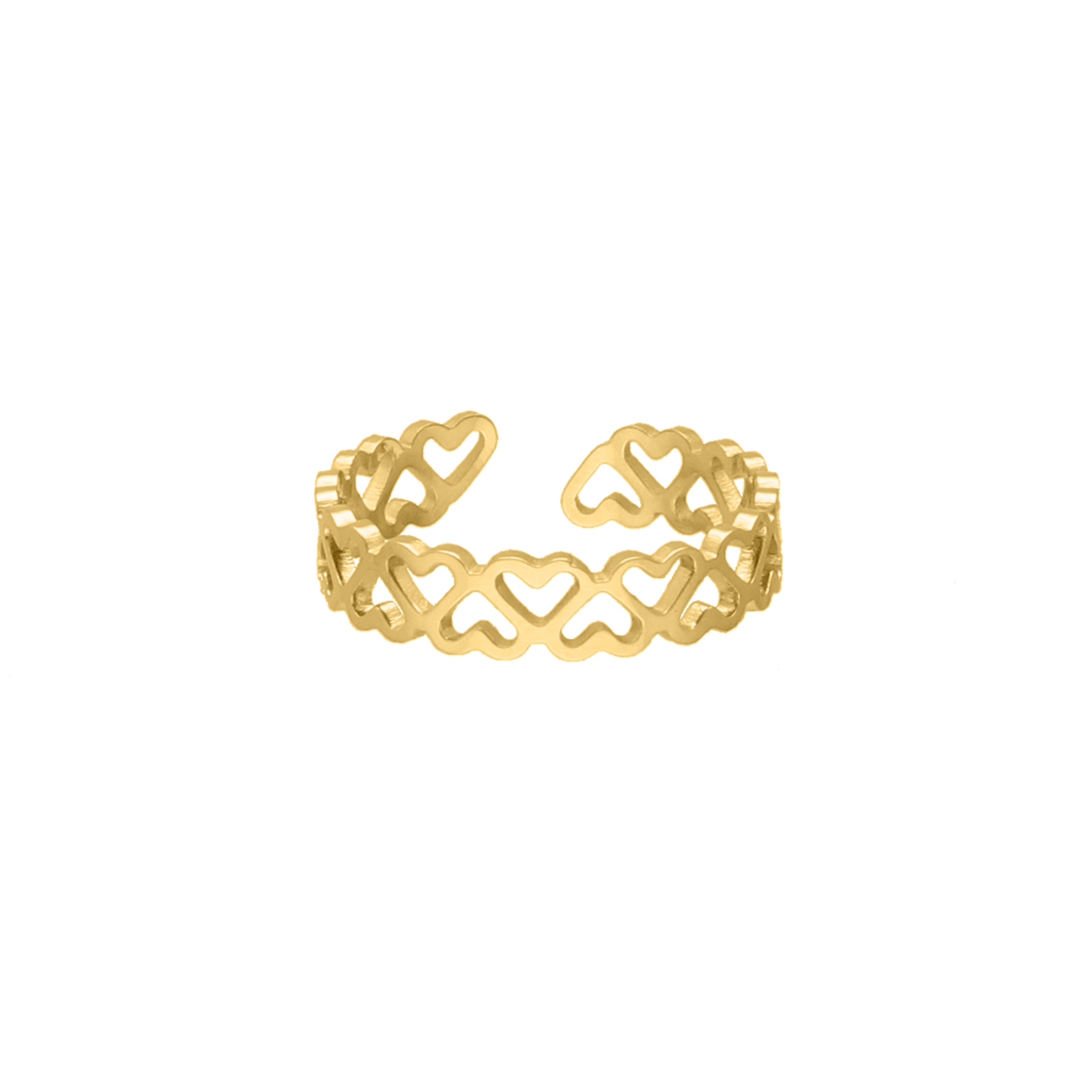 Verstelbare ring little hearts goudkleurig 
