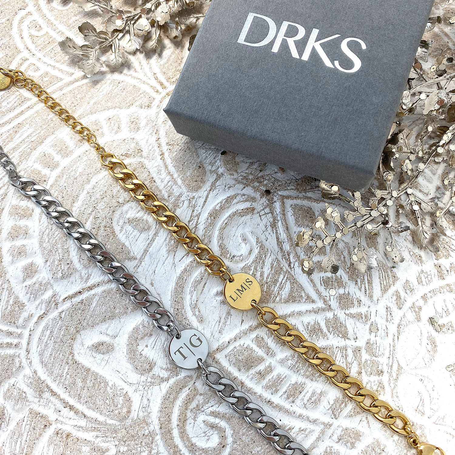 zilveren en gouden schakelarmband voor heren