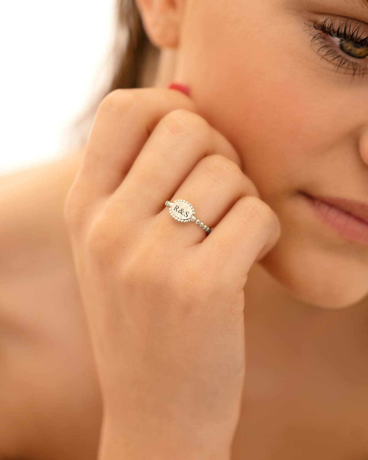 Zilveren initial ring