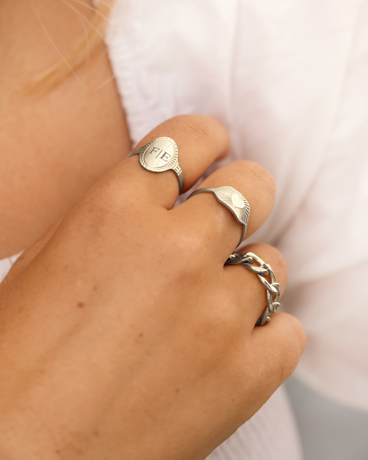 Verstelbare initial ring vintage