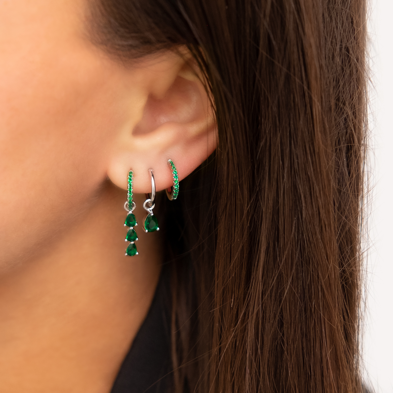 groene shiny oorringetjes