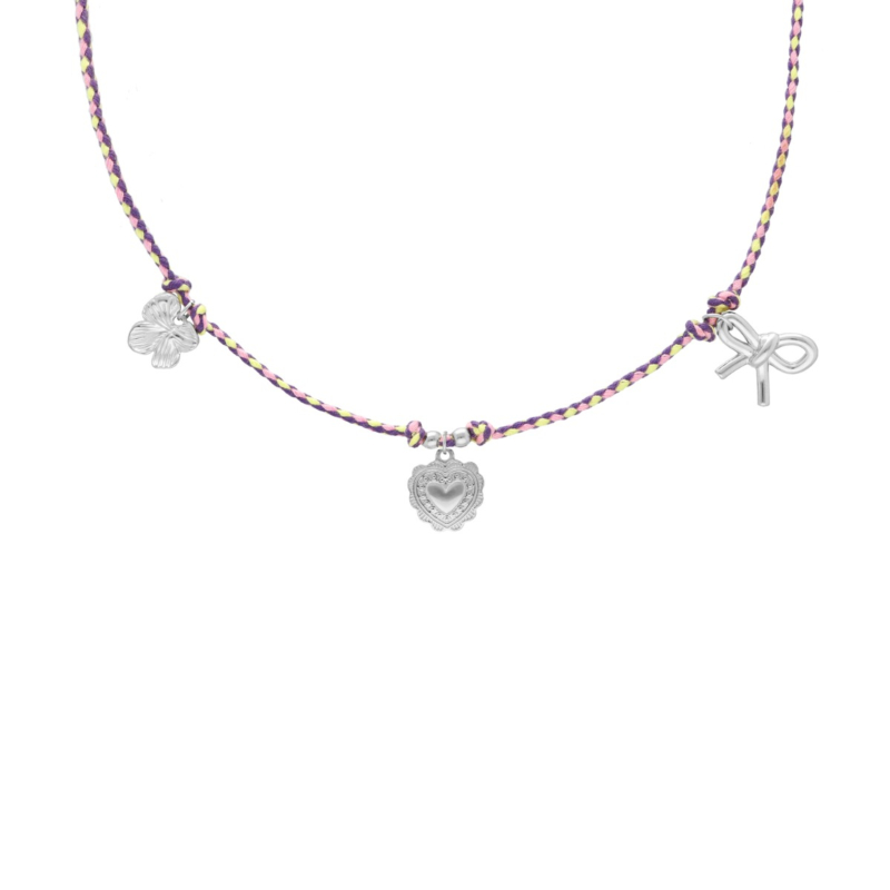 Paarse touw ketting met bedels