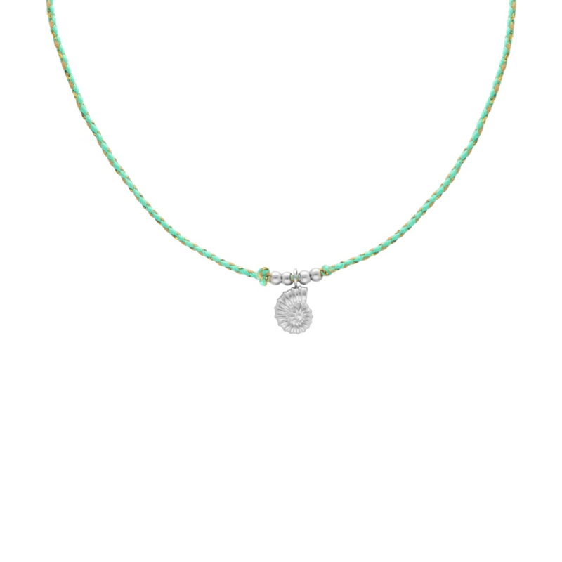 Groene touw ketting met schelp bedel