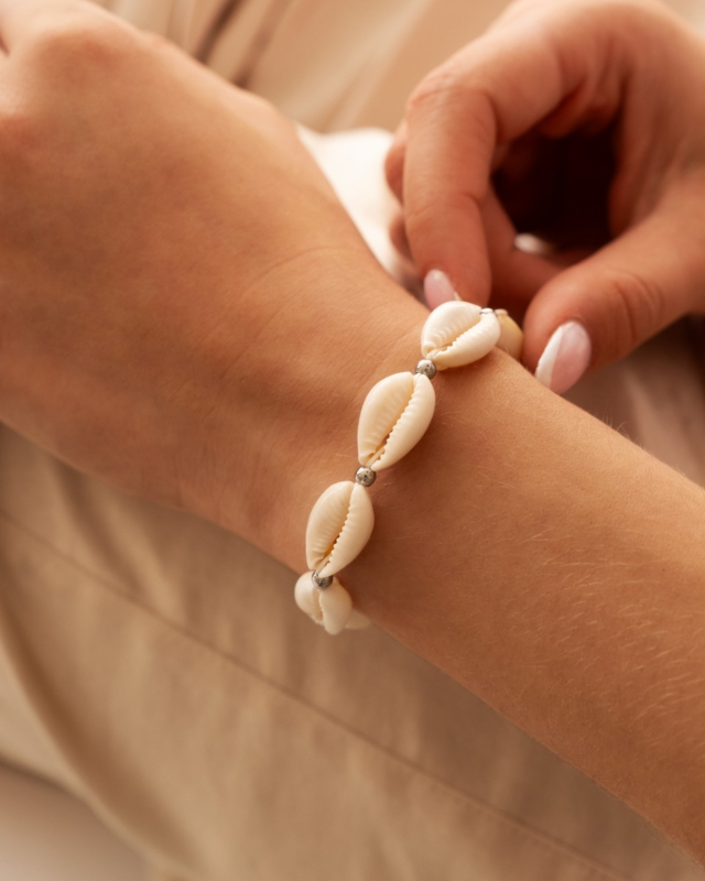 Schelpen armband zilver