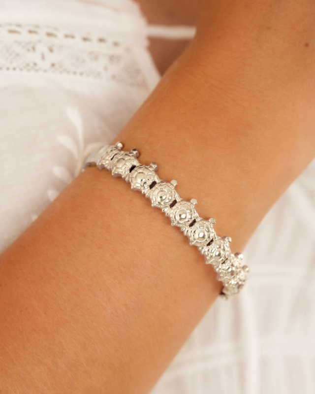 zilveren schildpad bangle armband
