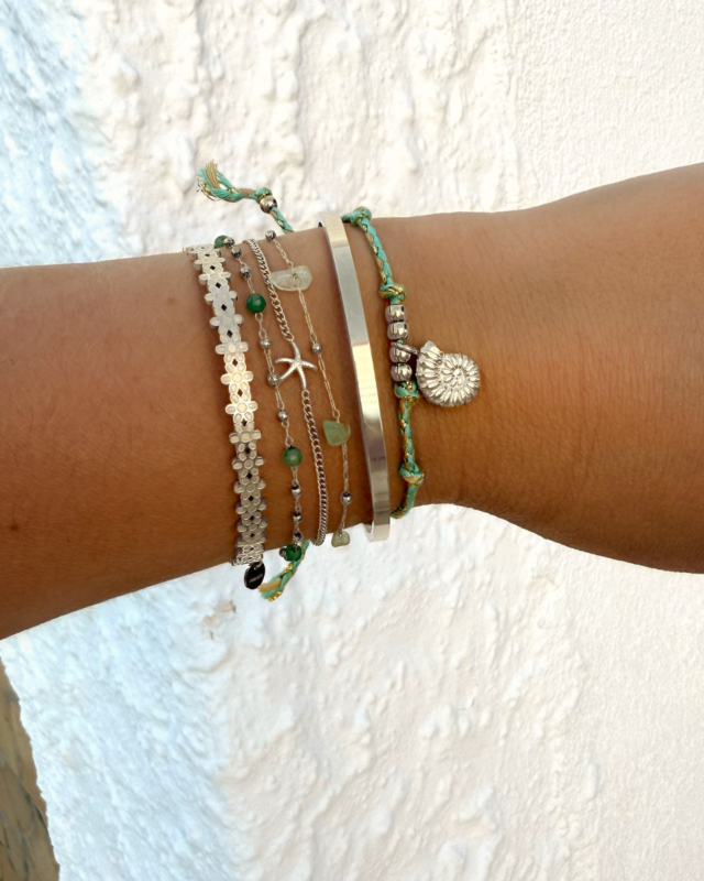 Zilveren armparty groen