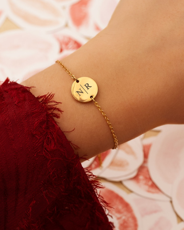 Gepersonaliseerde Armband Twee Initialen Goud Kleurig