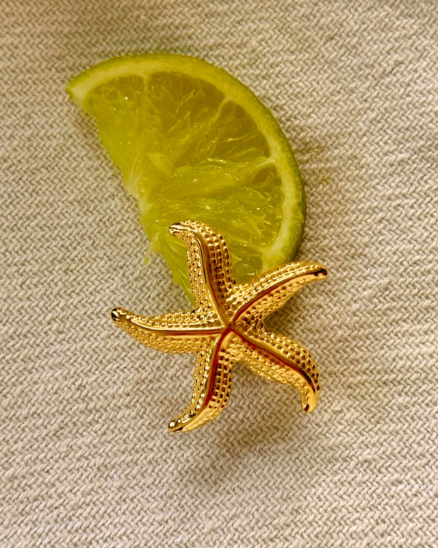 Gouden zeester oorbellen in lemon
