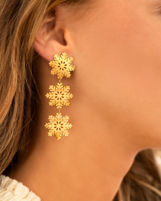 gouden snowflake oorbellen