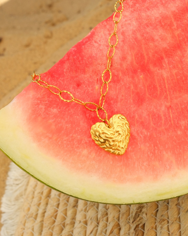 Gouden hartjes ketting met schakels