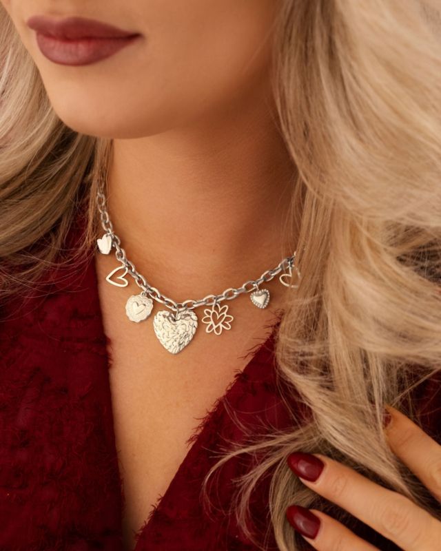 Ketting met hartjes zilver