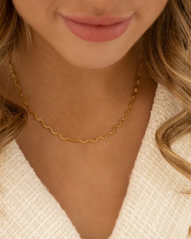 Wave ketting goud