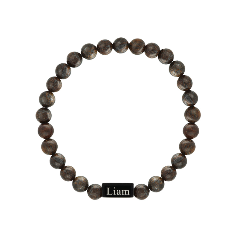 Heren kralen armband met naam bruin