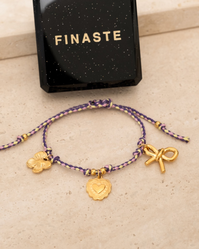 paarse touw armbandje met sieradendoosje
